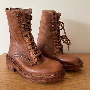 Free people leather lace up boots 7 37